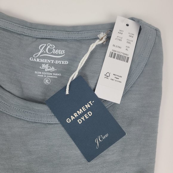 J. Crew Garment Dyed Pocket Tee T-Shirt Men's XL  'Slate Blue' (SBL) Gray-Blue - Picture 3 of 6